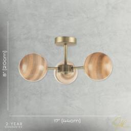 Happy Homewares Designer Ceiling Light Fitting with Marble Glass Spherical Shades in Metallic Gold - thumbnail 7
