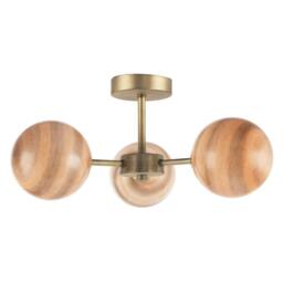 Happy Homewares Designer Ceiling Light Fitting with Marble Glass Spherical Shades in Metallic Gold