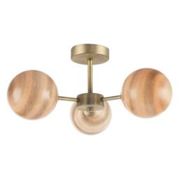 Happy Homewares Designer Ceiling Light Fitting with Marble Glass Spherical Shades in Metallic Gold - thumbnail 4