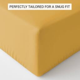 Pamposh 35cm Extra Deep Cotton Sateen Fitted Sheet - Soft & Smooth in Mustard - Size: Single Fitted - thumbnail 7