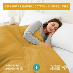 Pamposh 35cm Extra Deep Cotton Sateen Fitted Sheet - Soft & Smooth in Mustard - Size: Single Fitted - thumbnail 5