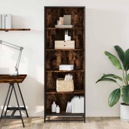 Berkfield Home Bookcase Smoked Oak 60x35x170.5 cm Engineered Wood in Brown - thumbnail 3