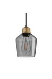 Orlando Tinted Glass Schoolhouse Pendant, 5.5 Inch, Smoke Grey, Brass Holder - thumbnail 3