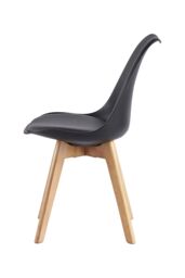 Life Interiors Set of 4 'Tulip Dining Chairs' Leather Padded Seat Solid Wood Legs in Black - thumbnail 3