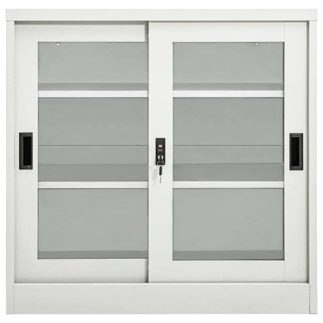 Berkfield Home Sliding Door Cabinet Light Grey 90x40x90 cm Steel - Size: 90 x 40 x 90 cm - image 1