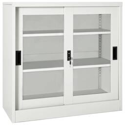 Berkfield Home Sliding Door Cabinet Light Grey 90x40x90 cm Steel - Size: 90 x 40 x 90 cm - thumbnail 2