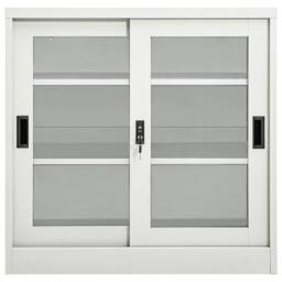 Berkfield Home Sliding Door Cabinet Light Grey 90x40x90 cm Steel - Size: 90 x 40 x 90 cm