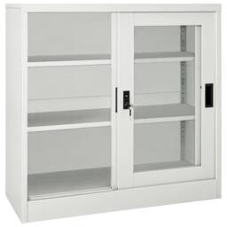 Berkfield Home Sliding Door Cabinet Light Grey 90x40x90 cm Steel - Size: 90 x 40 x 90 cm - thumbnail 5