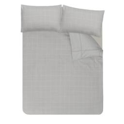 Smart Living Printed Reversible Linear Check Duvet Cover With Pillowcases in Natural - Size: Double - thumbnail 4