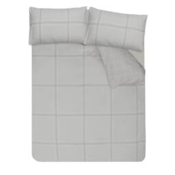 Smart Living Printed Reversible Linear Check Duvet Cover With Pillowcases in Natural - Size: Double - thumbnail 3