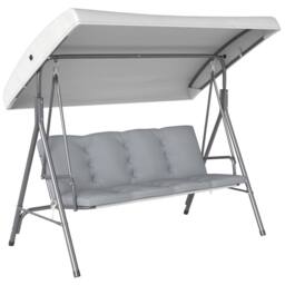 OUTSUNNY 3 Person Porch Swing Chair Outdoor Lounge Bench Canopy Light Grey - thumbnail 2