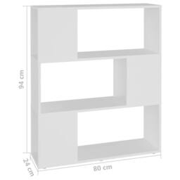 Berkfield Home Classic Book Cabinet Room Divider White 80x24x94 cm Engineered Wood - Size: 80 x 24 x 94 cm - thumbnail 7