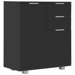 Berkfield Home Sideboard High Gloss Black 71x35x76 cm Engineered Wood - Size: 71 x 35 x 76 cm - thumbnail 2
