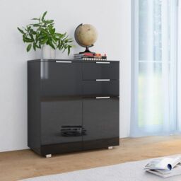 Berkfield Home Sideboard High Gloss Black 71x35x76 cm Engineered Wood - Size: 71 x 35 x 76 cm