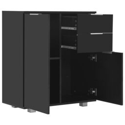 Berkfield Home Sideboard High Gloss Black 71x35x76 cm Engineered Wood - Size: 71 x 35 x 76 cm - thumbnail 4