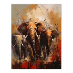 "Artery8 The Elephant Charge By Duncan Flint African Elephants Oil Painting Large Wall Art Poster Print Thick Paper 18X24 Inch - Size: W18"" x H24""" - thumbnail 1