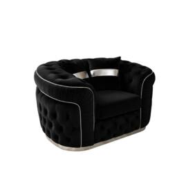 Stratus Interiors Ambassador Sofa Chesterfield Toronto Silver Trim Plush No Frill in Black - thumbnail 2
