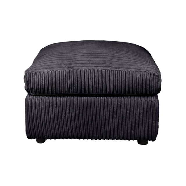 LUXURY LIFE Dylan Jumbo Cord Fabric Footstool in Black - image 1