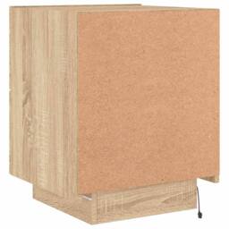 Berkfield Home Bedside Cabinet with LED Lights Sonoma Oak Engineered Wood in Brown - thumbnail 9