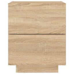 Berkfield Home Bedside Cabinet with LED Lights Sonoma Oak Engineered Wood in Brown - thumbnail 7