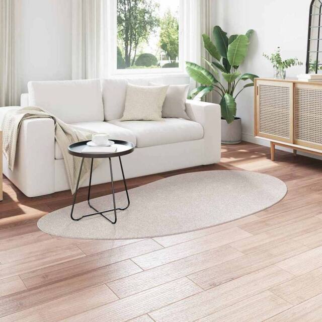 Berkfield Home Elegant Area Rug Sand 100x200 cm Polyester Non-Slip in Beige - Size: Medium - image 1