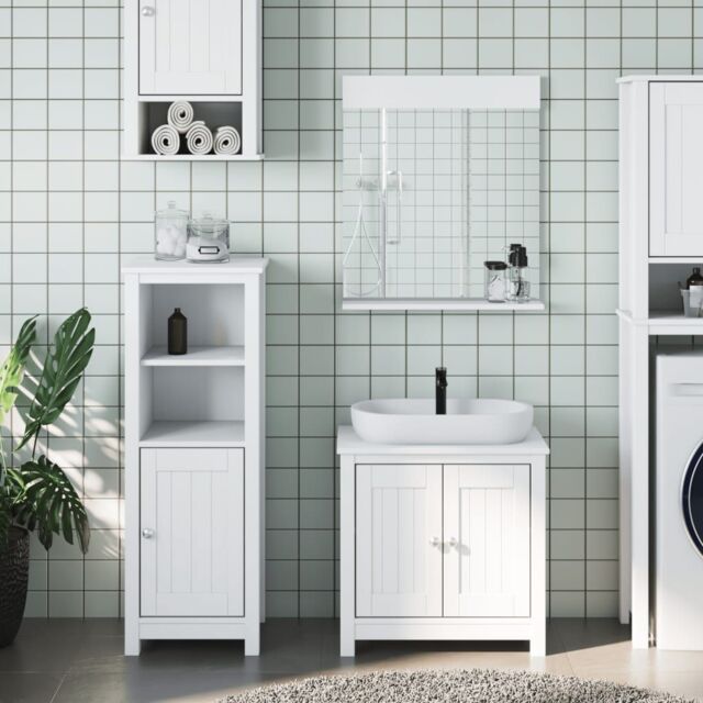 Berkfield Home 3 Piece Bathroom Furniture Set BERG White Solid Wood Pine - image 1