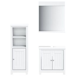 Berkfield Home 3 Piece Bathroom Furniture Set BERG White Solid Wood Pine - thumbnail 2