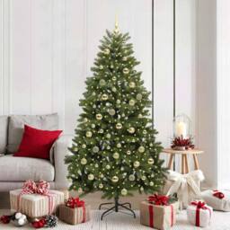 Berkfield Home Artificial Christmas Tree with Stand Green 180 cm PVC & Metal - thumbnail 1
