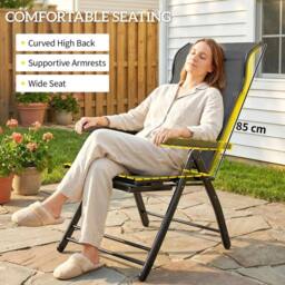 NESTLUNE Folding Reclining Garden Chairs Set of 2 in Dark Grey - Size: 100 cm x 15 cm - thumbnail 4