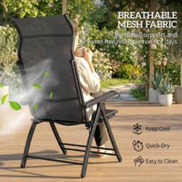 NESTLUNE Folding Reclining Garden Chairs Set of 2 in Dark Grey - Size: 100 cm x 15 cm - thumbnail 5