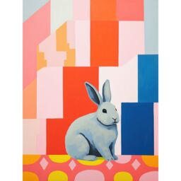 "Artery8 Wall Art Print Fat White Rabbit Bold Pop Art Colourful Conceptual Modern Artwork Poster - Size: W12"" x H16""" - thumbnail 1