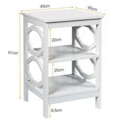 Costway Set of 2 3-Tier Nightstand Sofa Bed Side Table Storage Display Stand-White in White - thumbnail 3