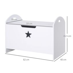 HOMCOM Wooden Kids Toy Box Storage Organizer Bedroom Chest Bench White - thumbnail 3