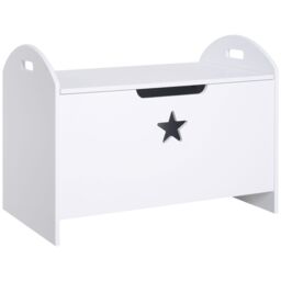 HOMCOM Wooden Kids Toy Box Storage Organizer Bedroom Chest Bench White - thumbnail 2
