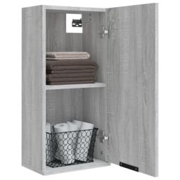 Berkfield Home Wall-mounted Bathroom Cabinet Grey Sonoma 32x20x67 cm - Size: 32 x 20 x 67 cm - thumbnail 5