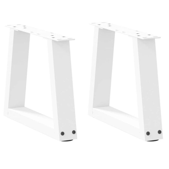 Berkfield Home Dining Table Legs V-Shape 2 pcs White 30x(30-31.3) cm Steel - image 1