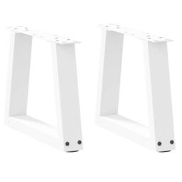 Berkfield Home Dining Table Legs V-Shape 2 pcs White 30x(30-31.3) cm Steel - thumbnail 1