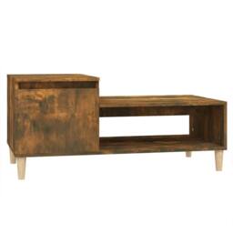 Berkfield Home Coffee Table Smoked Oak 100x50x45 cm Engineered Wood in Brown - Size: 100 x 50 x 45 cm - thumbnail 1