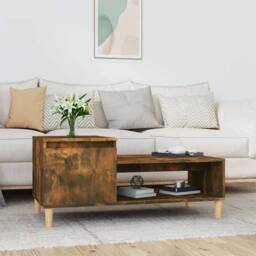 Berkfield Home Coffee Table Smoked Oak 100x50x45 cm Engineered Wood in Brown - Size: 100 x 50 x 45 cm - thumbnail 2