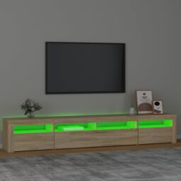 Berkfield Home TV Cabinet with LED Lights Sonoma Oak 240x35x40 cm in Brown - Size: 240 x 35 x 40 cm - thumbnail 4