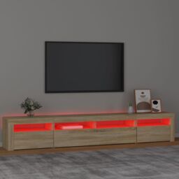 Berkfield Home TV Cabinet with LED Lights Sonoma Oak 240x35x40 cm in Brown - Size: 240 x 35 x 40 cm - thumbnail 5