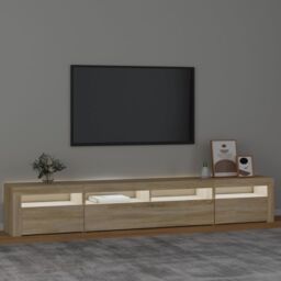 Berkfield Home TV Cabinet with LED Lights Sonoma Oak 240x35x40 cm in Brown - Size: 240 x 35 x 40 cm - thumbnail 3