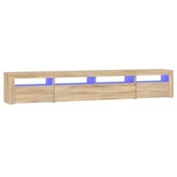 Berkfield Home TV Cabinet with LED Lights Sonoma Oak 240x35x40 cm in Brown - Size: 240 x 35 x 40 cm - thumbnail 2