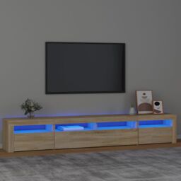 Berkfield Home TV Cabinet with LED Lights Sonoma Oak 240x35x40 cm in Brown - Size: 240 x 35 x 40 cm
