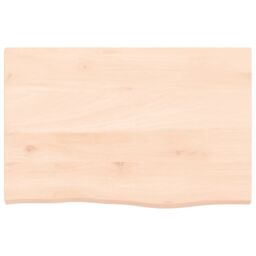 Berkfield Home Table Top 60x40x2 cm Untreated Solid Wood Oak in Brown - Size: 60 x 40 x 2 cm - thumbnail 3