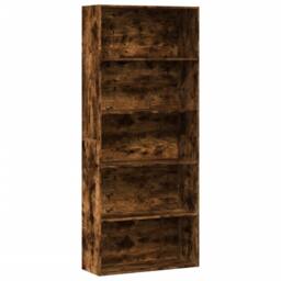 Berkfield Home Book Cabinet Smoked Oak 80x30x189 cm Engineered Wood in Brown - Size: 80 x 30 x 189 cm - thumbnail 2