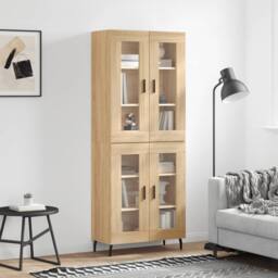 Berkfield Home Highboard Sonoma Oak 69.5x34x180 cm Engineered Wood in Light Tan - thumbnail 2