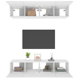 Berkfield Home TV Cabinets 4 pcs White 80x30x30 cm Engineered Wood - Size: 80 x 30 x 30 cm - thumbnail 5