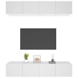 Berkfield Home TV Cabinets 4 pcs White 80x30x30 cm Engineered Wood - Size: 80 x 30 x 30 cm - thumbnail 4