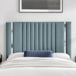 UK Bed Furniture Valencia Gas Lift Storage Upholstered Bed with 48 Inch Headboard in Light Blue - Size: Small Double - thumbnail 2